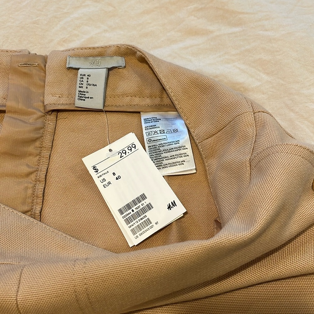 H&M Beige Woven High Waist Skirt. Size 8. NWT. - Picture 8 of 8